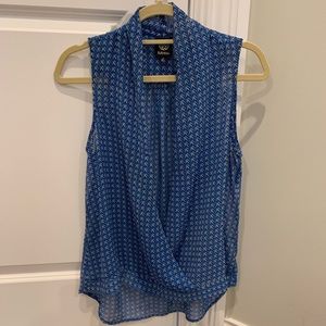 Blue and White Detailed Blouse